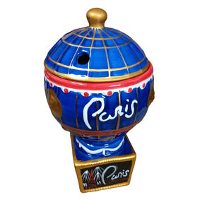 Vintage PARIS Casino Las Vegas souvenir Drink Glass Ceramic Hot Air Balloon